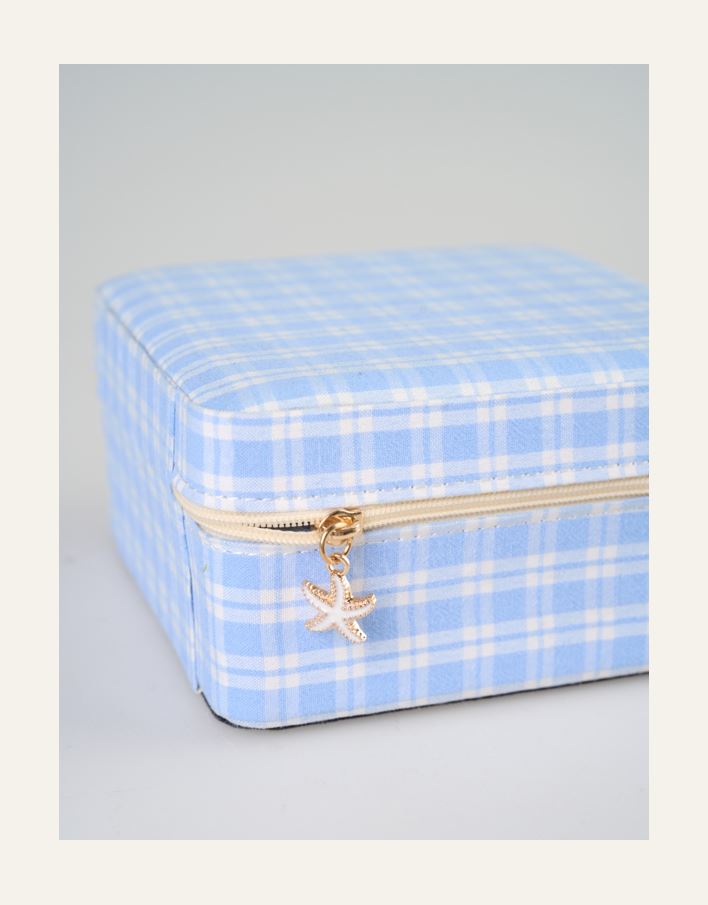 Smykkeskrin m/glidelås lys blå - 3