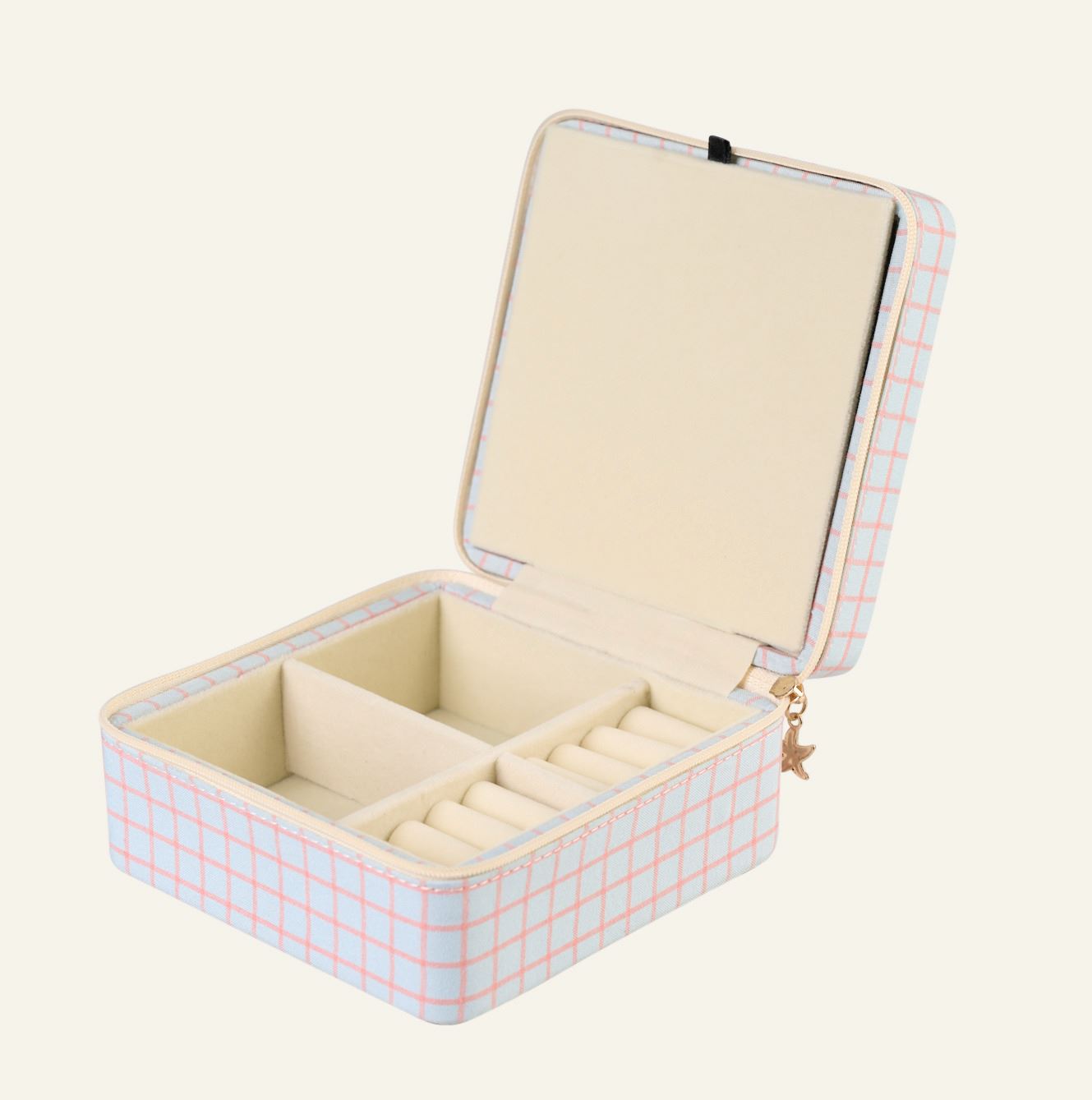 Smykkeskrin m/glidelås lys blå - 2