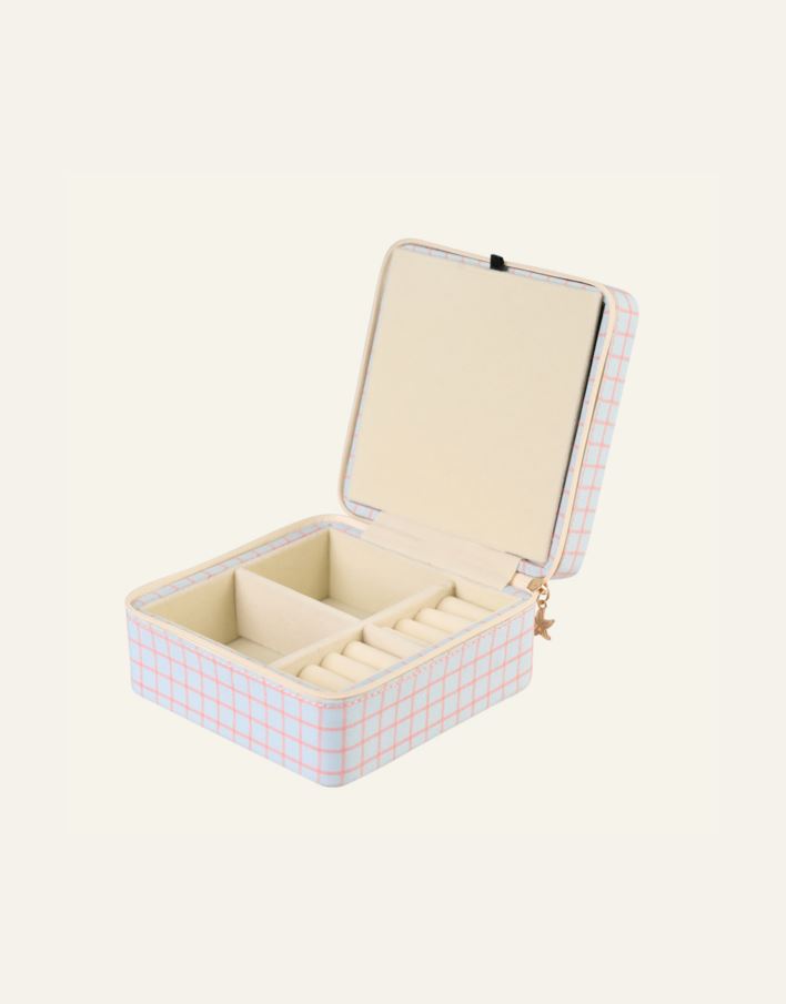 Smykkeskrin m/glidelås lys blå - 2