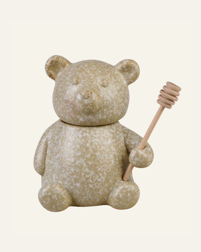 Krukke m/lokk beige - 13,5x10,5x9,5 cm beige - 1