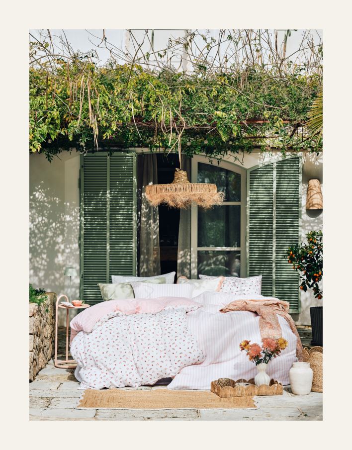 Krepp sengesett lys rosa - 2