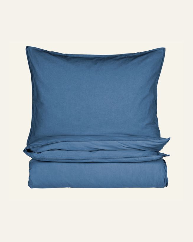 Bomull sengesett denimblå - 140x200 cm/50x70 cm denimblå - 1