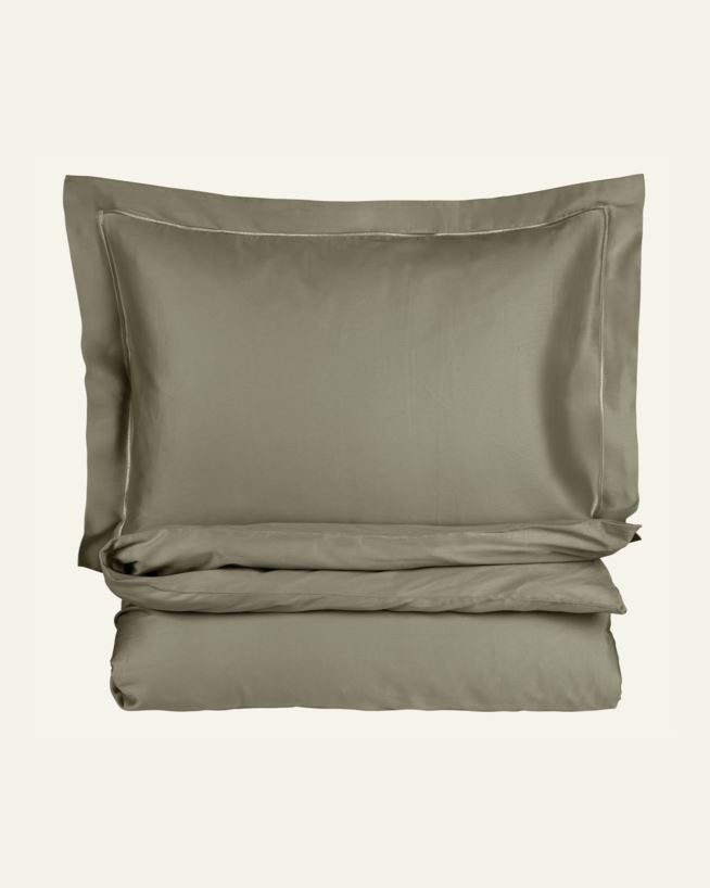 Egyptisk bomull sateng sengesett olivengrønn - 140x220 cm/50x70 cm olivengrønn - 1