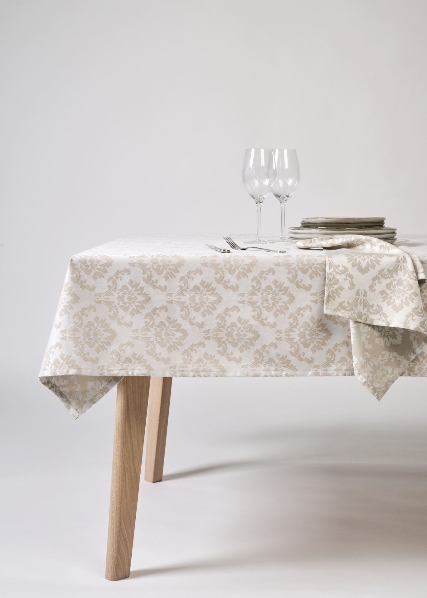 Belagt duk beige - ø220 cm beige - 1