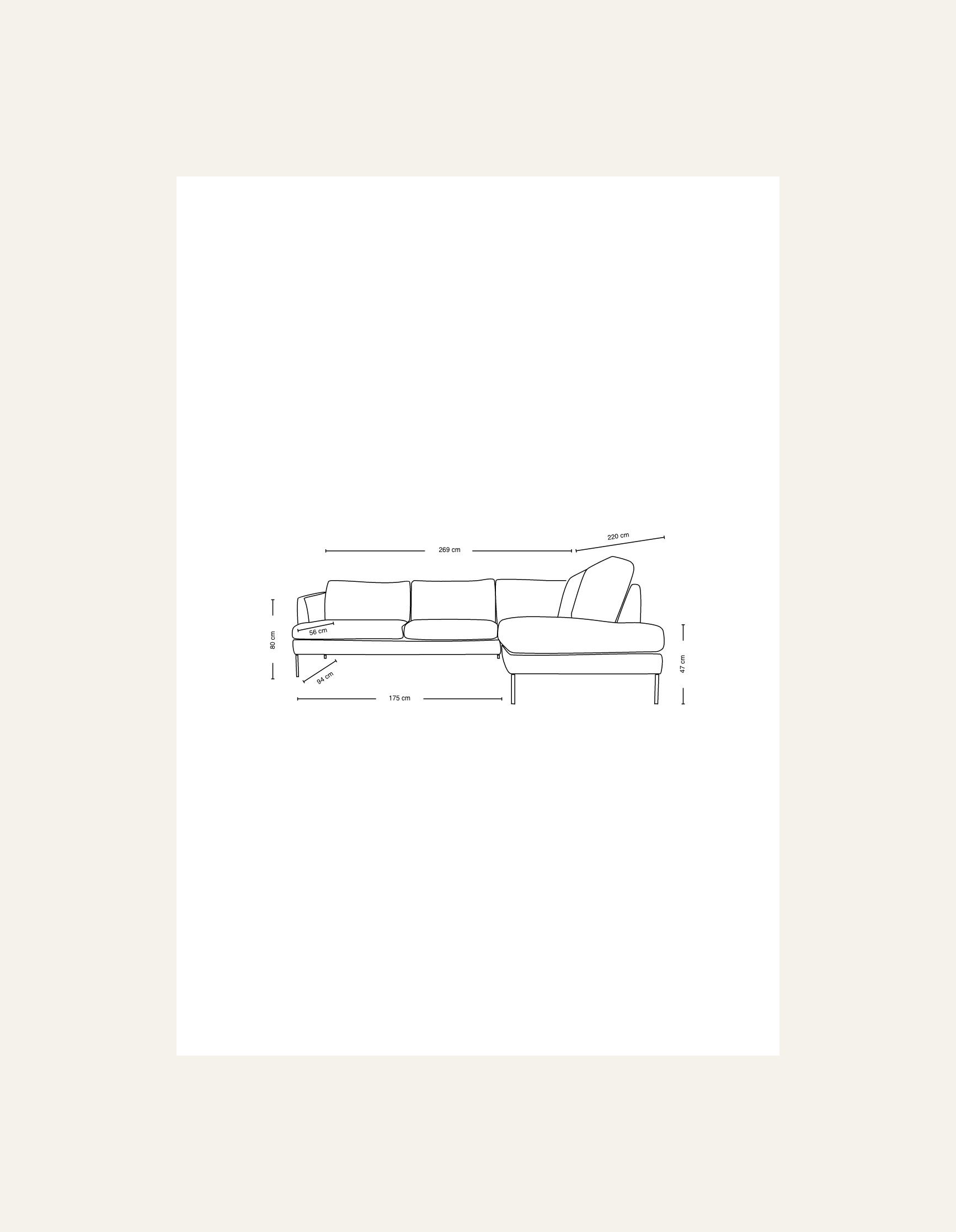 Sofa åpen ende høyre beige - 8