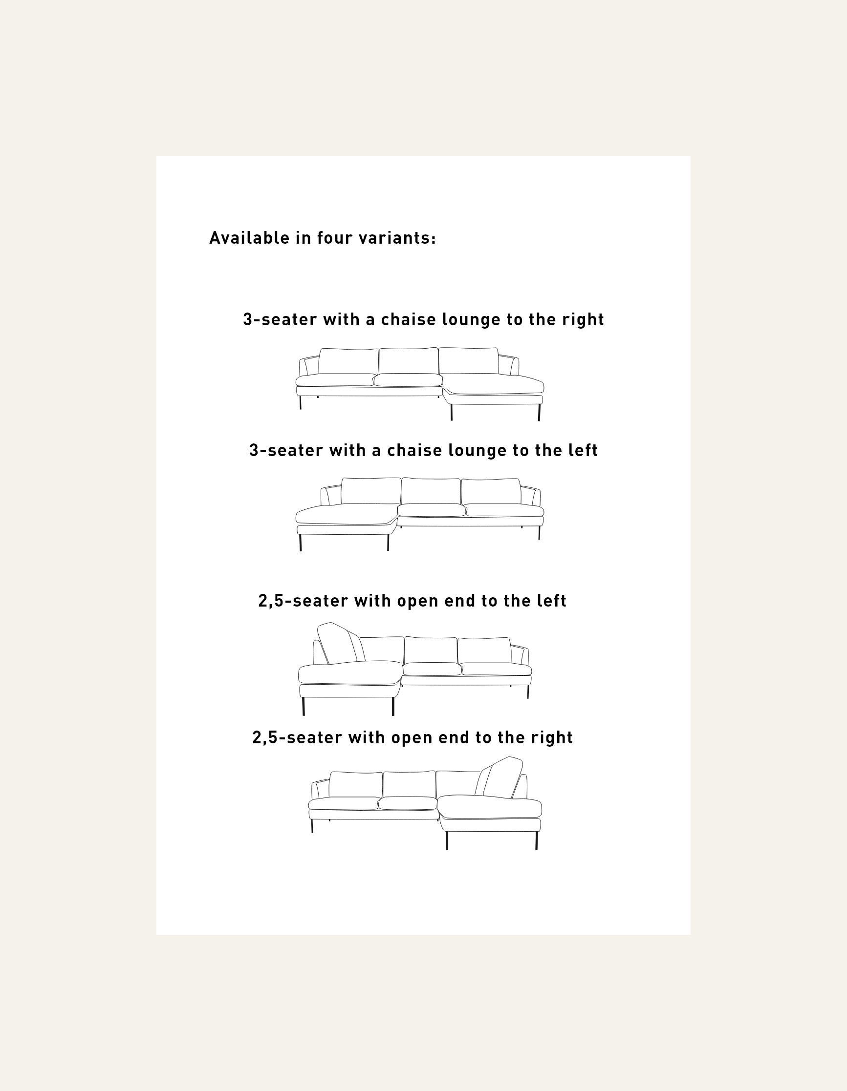 Sofa åpen ende venstre beige - 8