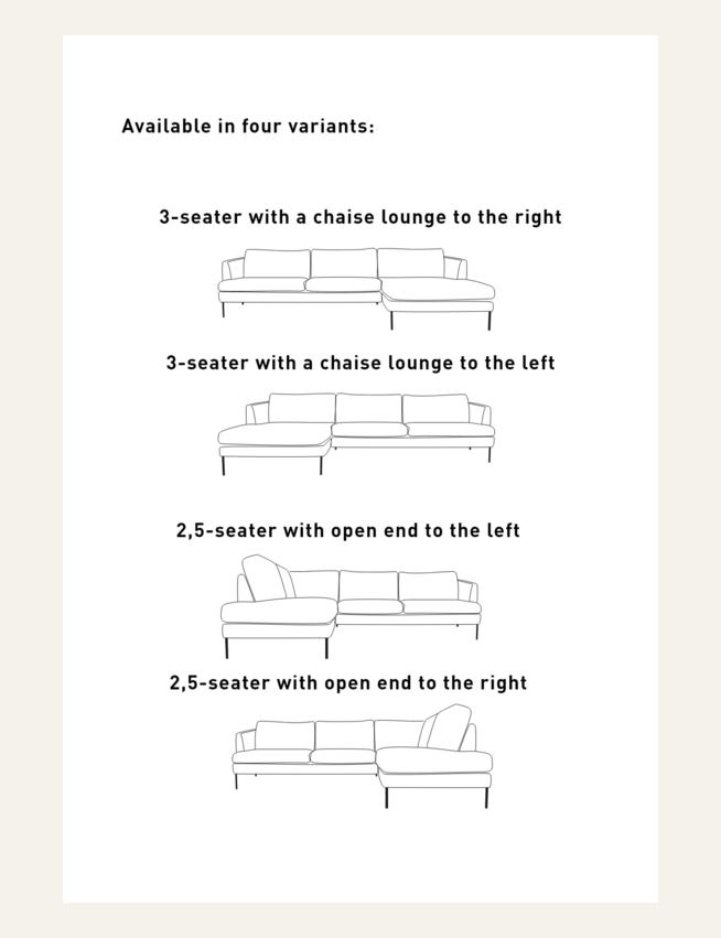 Sofa åpen ende høyre beige - 7