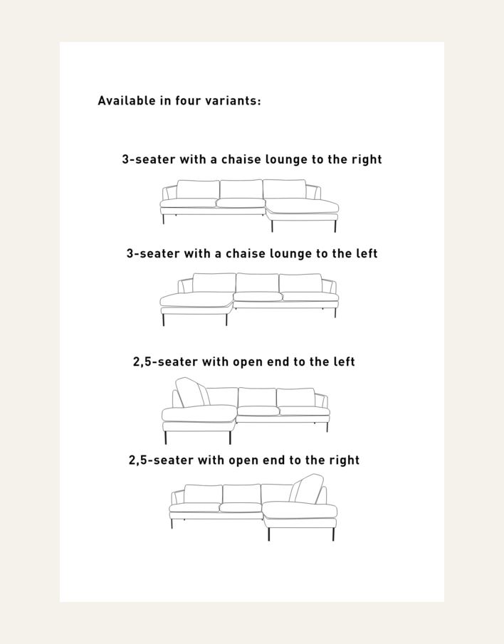 Sofa åpen ende høyre beige - 7