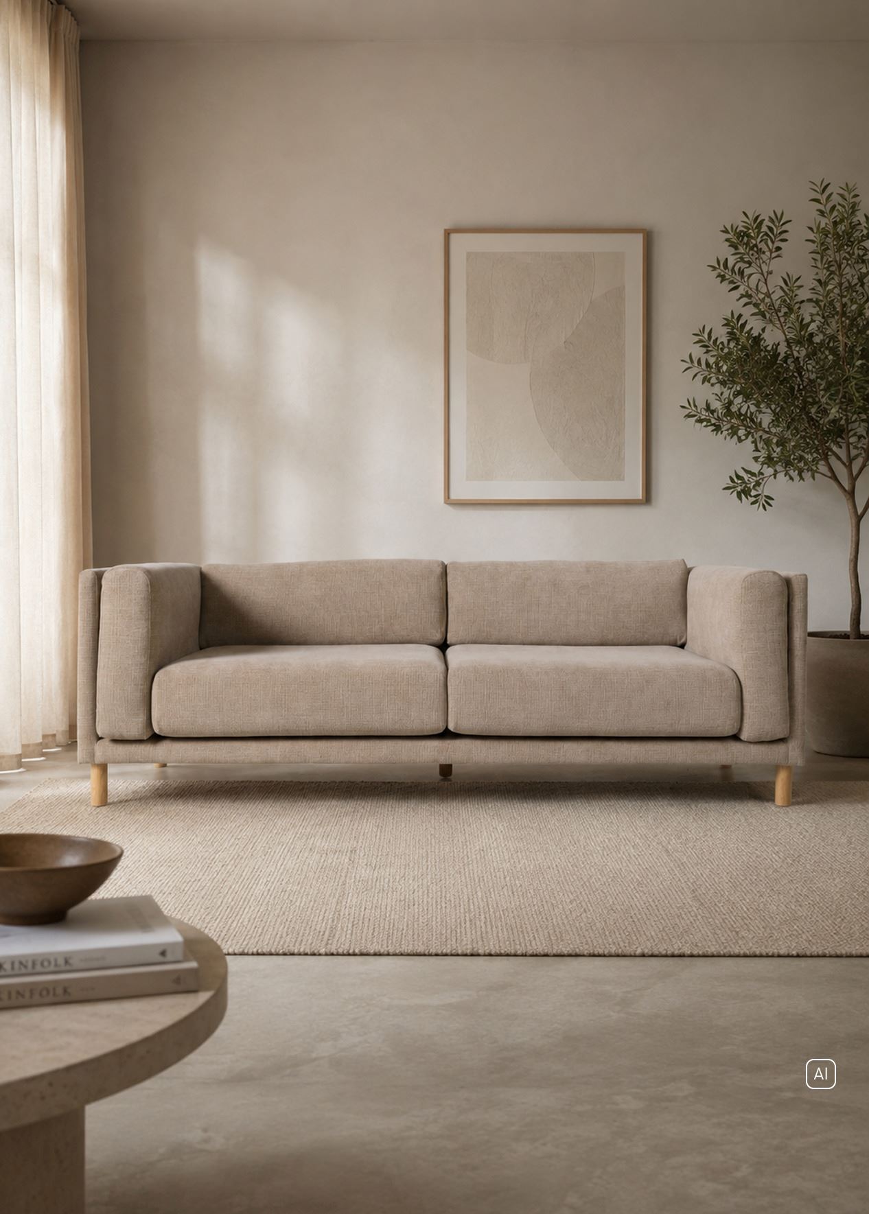3 seter sofa taupe - 221x88x68 cm taupe - 1