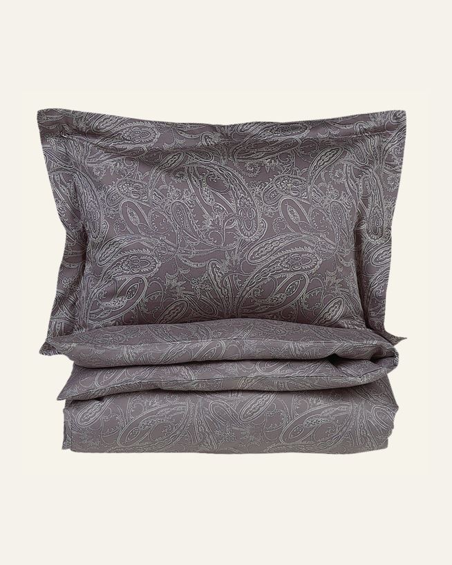 Egyptisk bomull sateng sengesett grå - 140x220 cm grå - 1