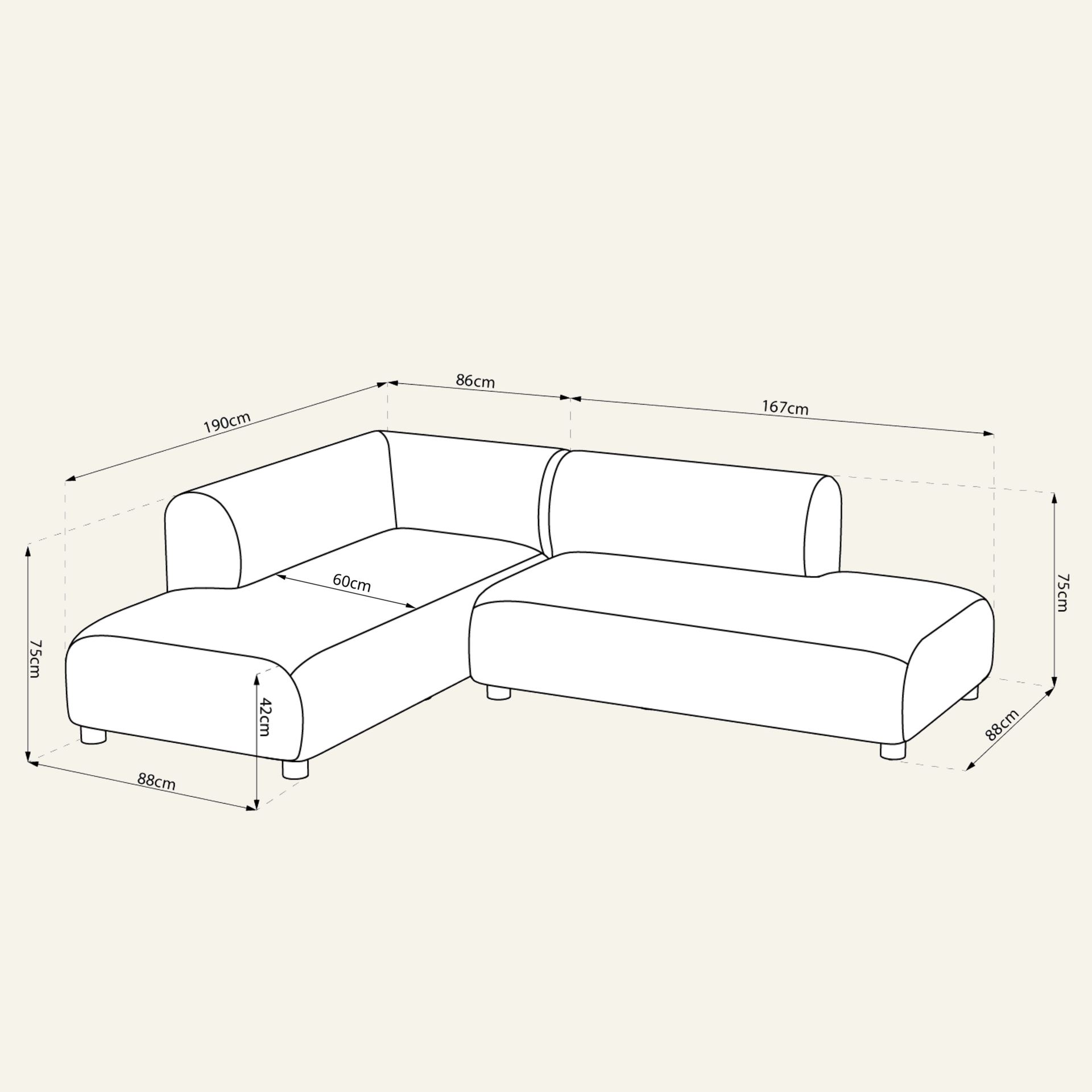 Hjørnesofa beige - 5