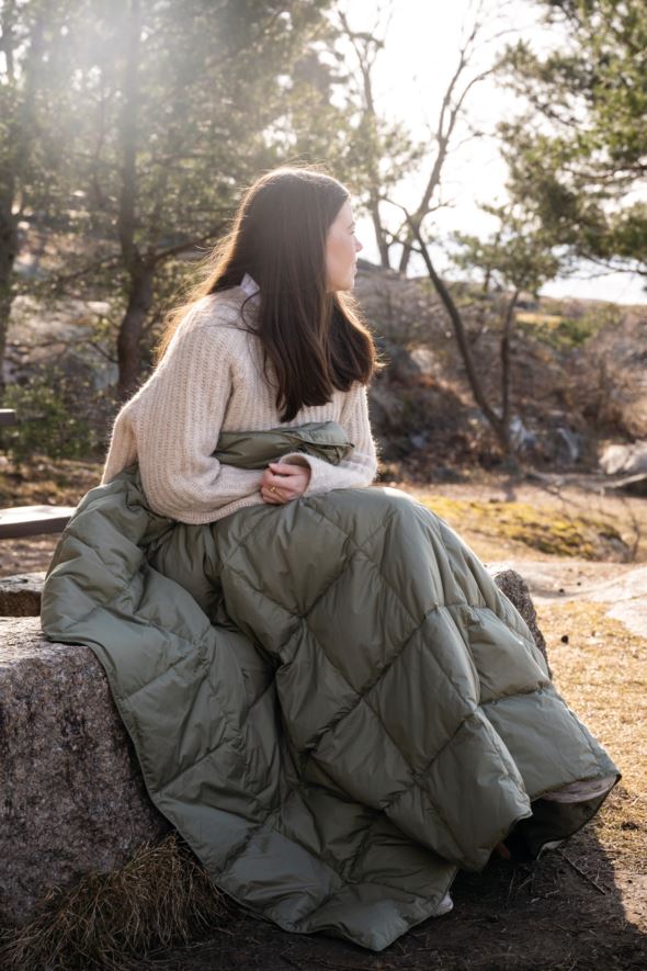 Dunpledd olivengrønn - 2