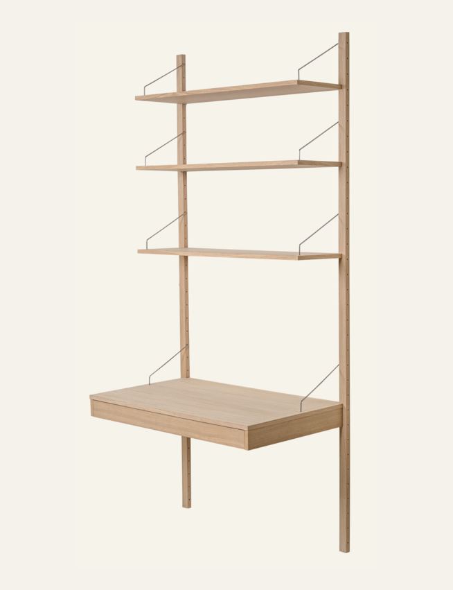 Hyllesystem skrivebordsplate med skuff natur - 4