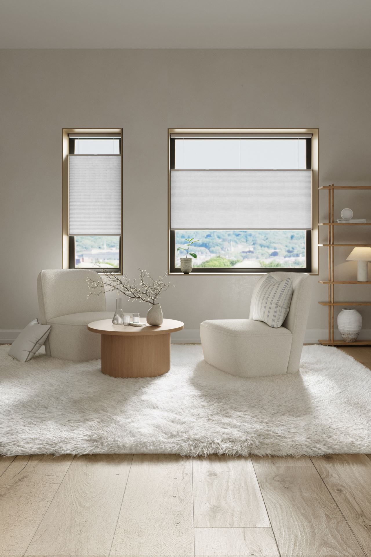 Opp&ned trådløs plisségardin hvit - 3