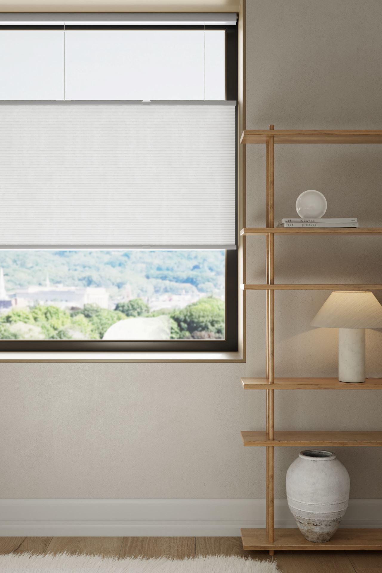 Opp&ned trådløs plisségardin hvit - 2