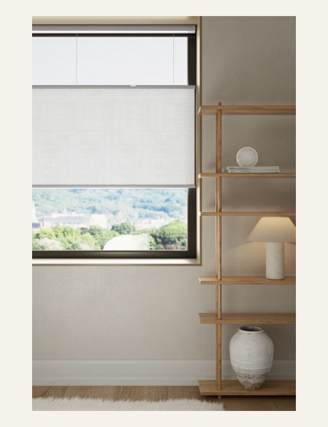 Opp&ned trådløs plisségardin hvit - 2