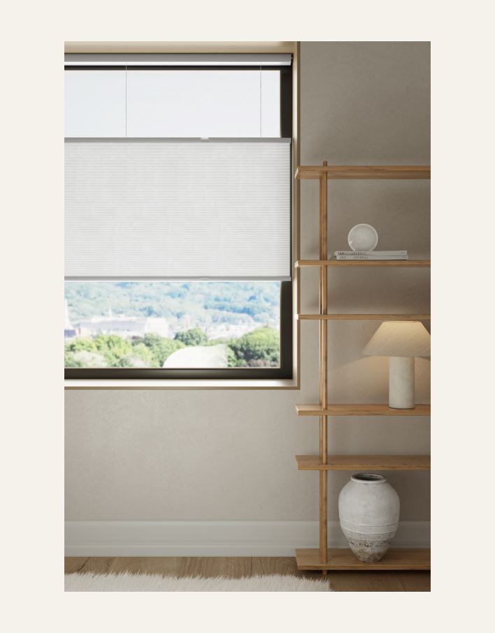 Opp&ned trådløs plisségardin hvit - 2