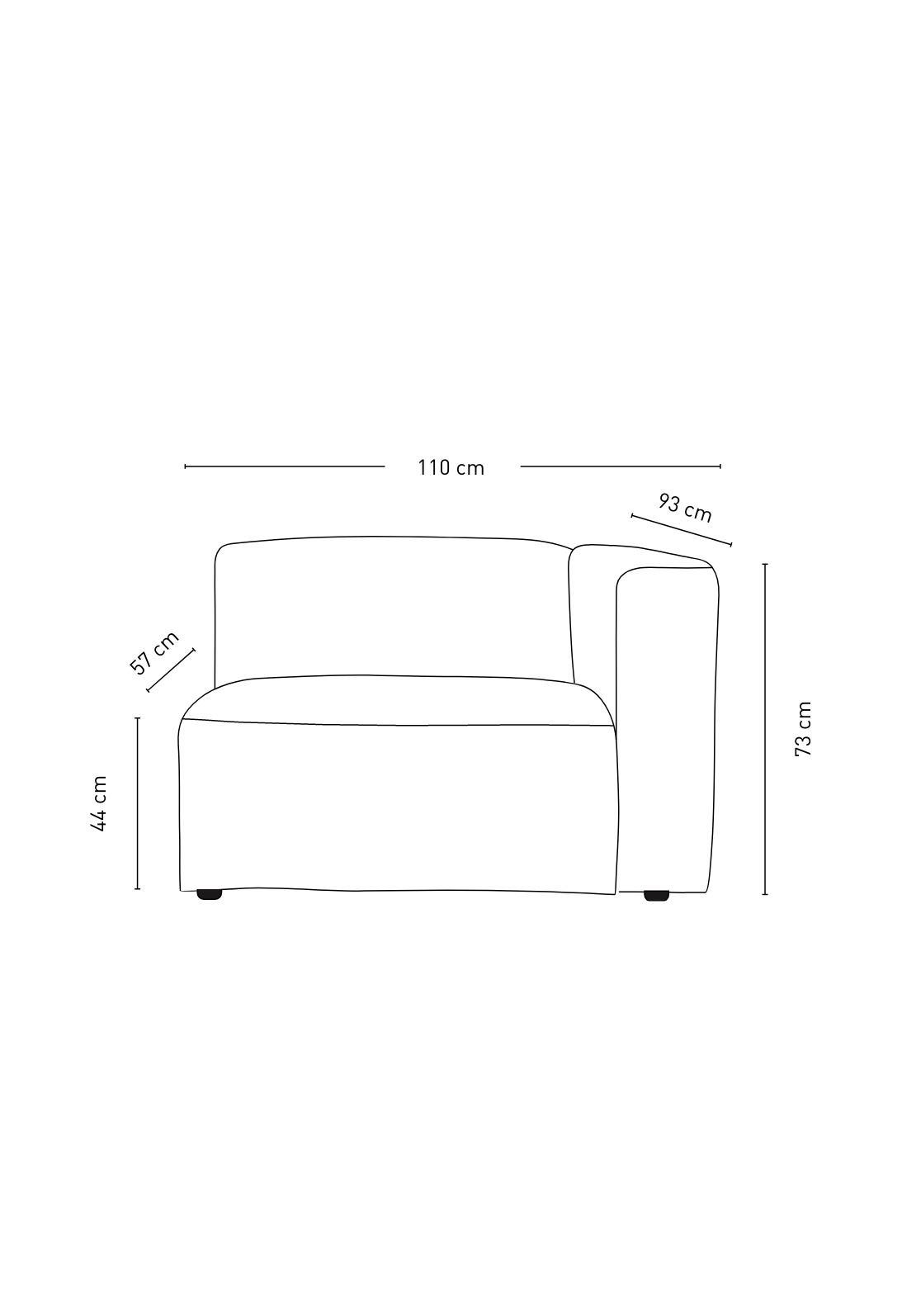 Modulsofa 1,5 seter m/armlene høyre grå - 3