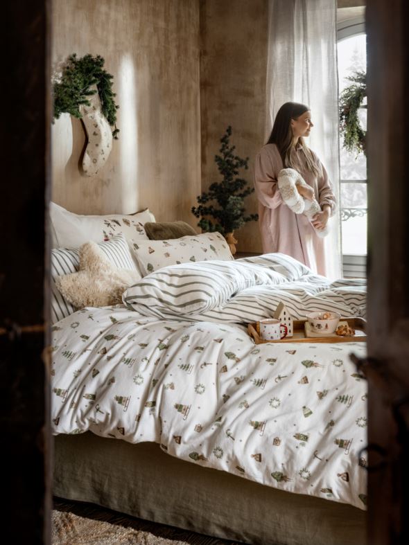 Flanell sengesett              olivengrønn - 2