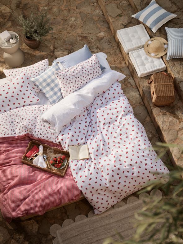 Krepp sengesett lys blå - 2