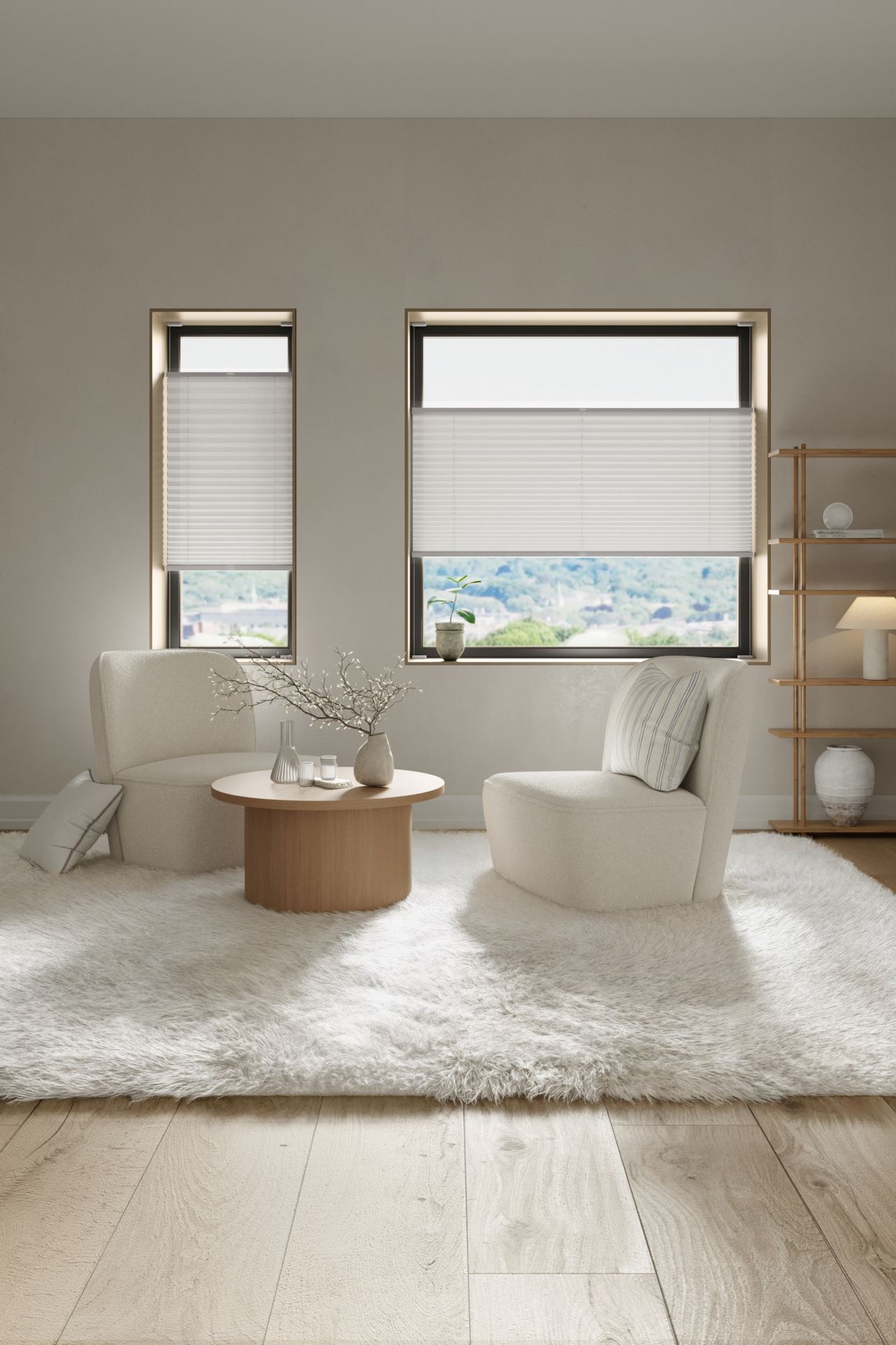 Lysfiltrerende plisségardin hvit - 2