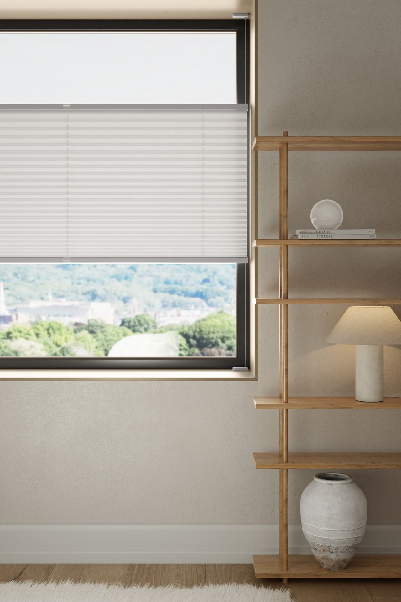 Lysfiltrerende plisségardin hvit - 3