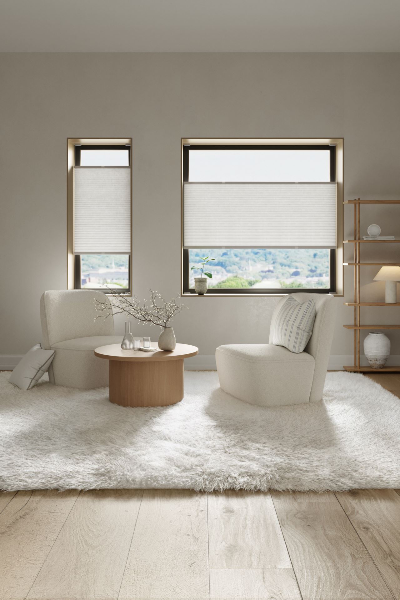 Lysfilt. dobbel plisségardin hvit - 3