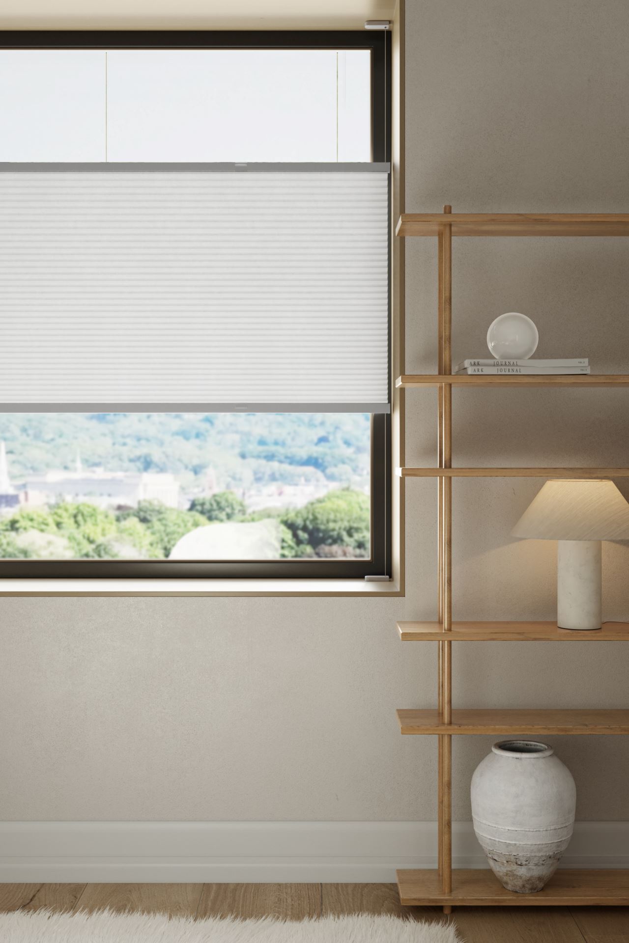 Lysfilt. dobbel plisségardin hvit - 4