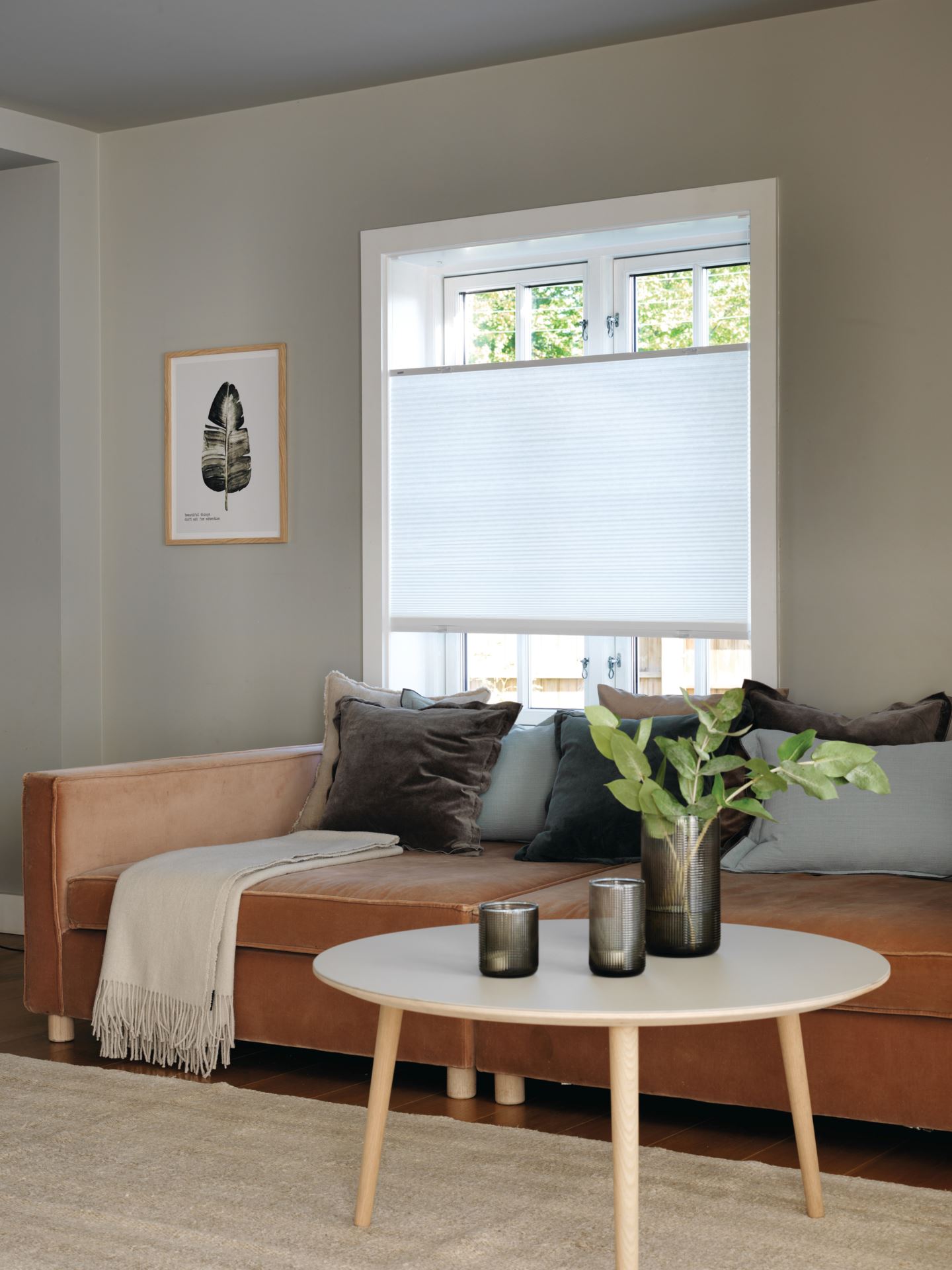 Lysfilt. dobbel plisségardin hvit - 2