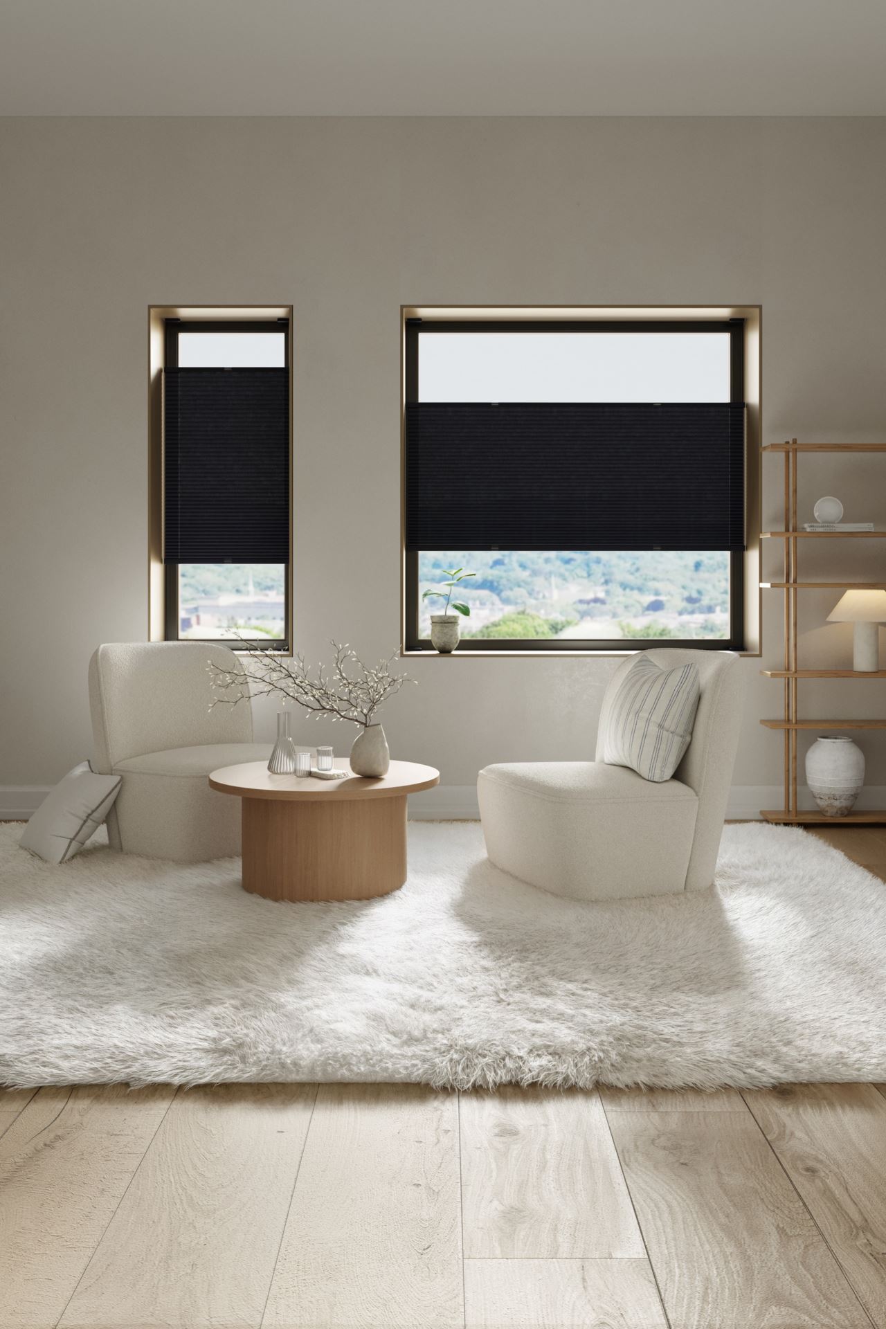 Lysfilt. dobbel plisségardin svart - 3