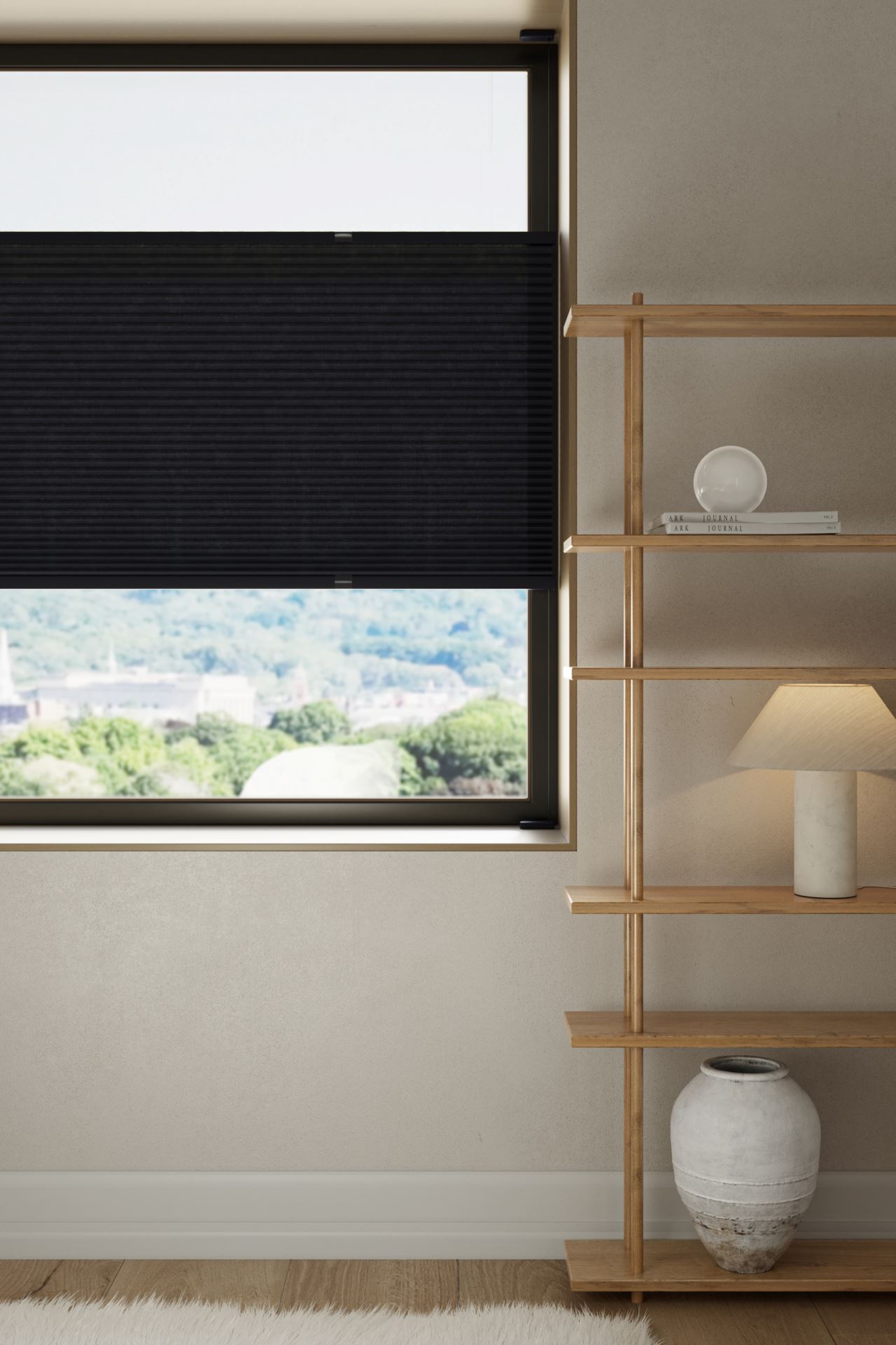 Lysfilt. dobbel plisségardin svart - 2