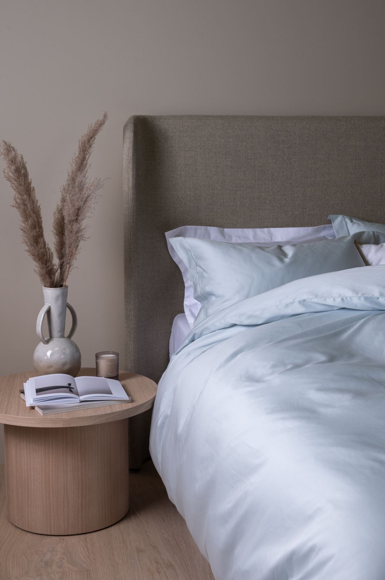 Egyptisk bomull sateng sengesett lys blå - 3