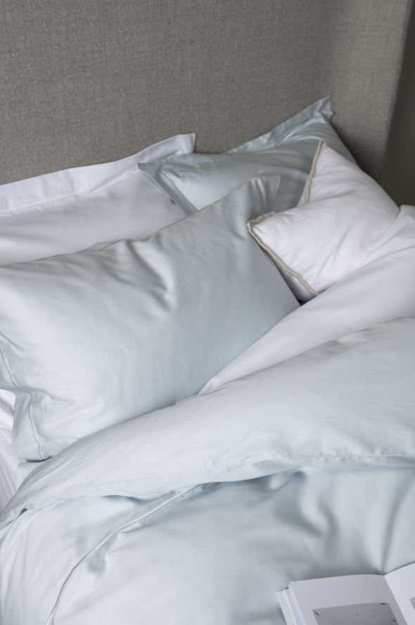 Egyptisk bomull sateng sengesett lys blå - 4