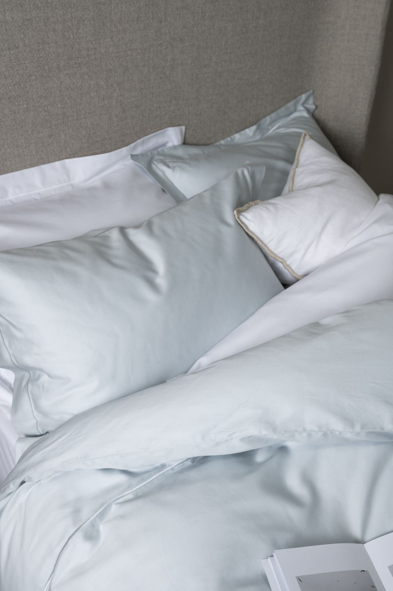 Egyptisk bomull sateng sengesett lys blå - 4