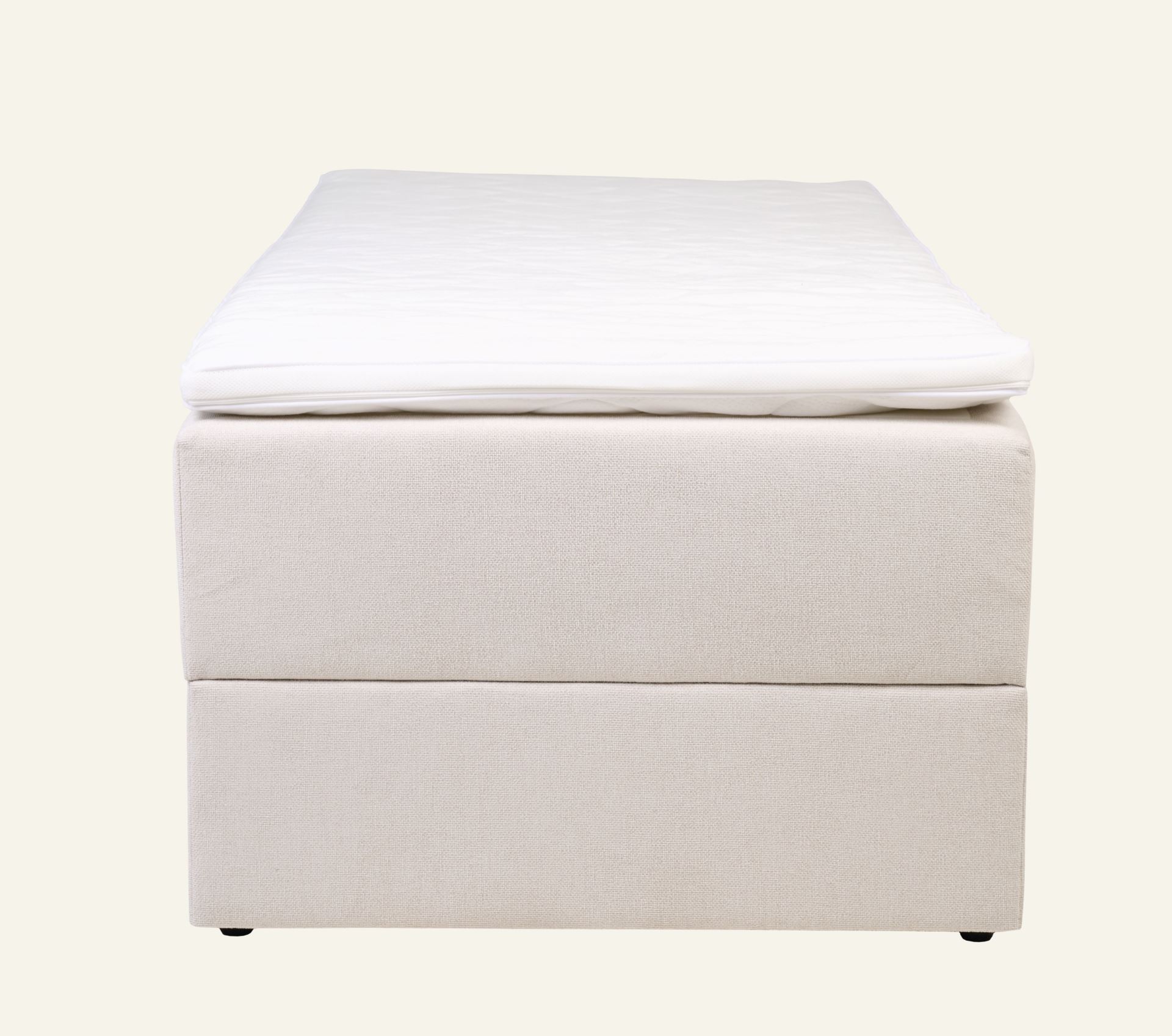 Seng med oppbevaring beige - 4