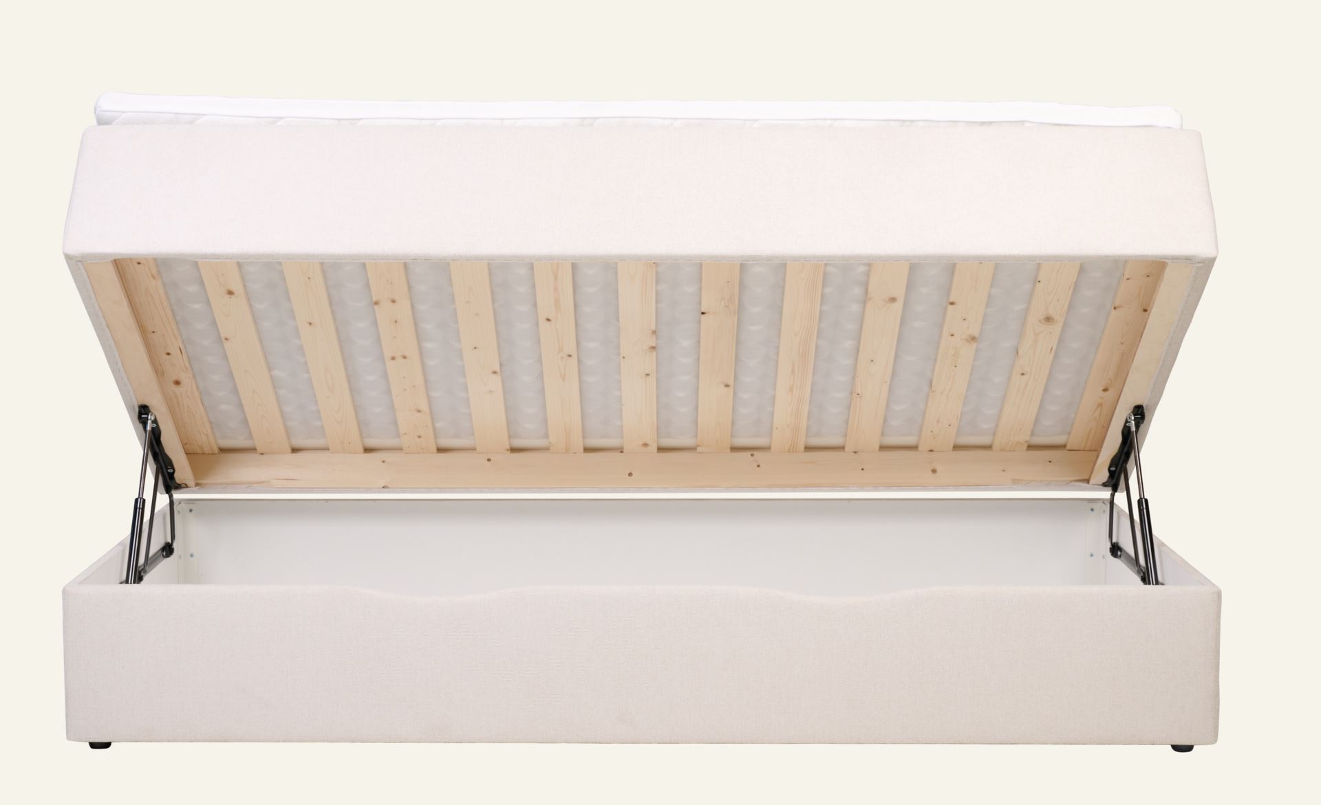 Seng med oppbevaring beige - 7