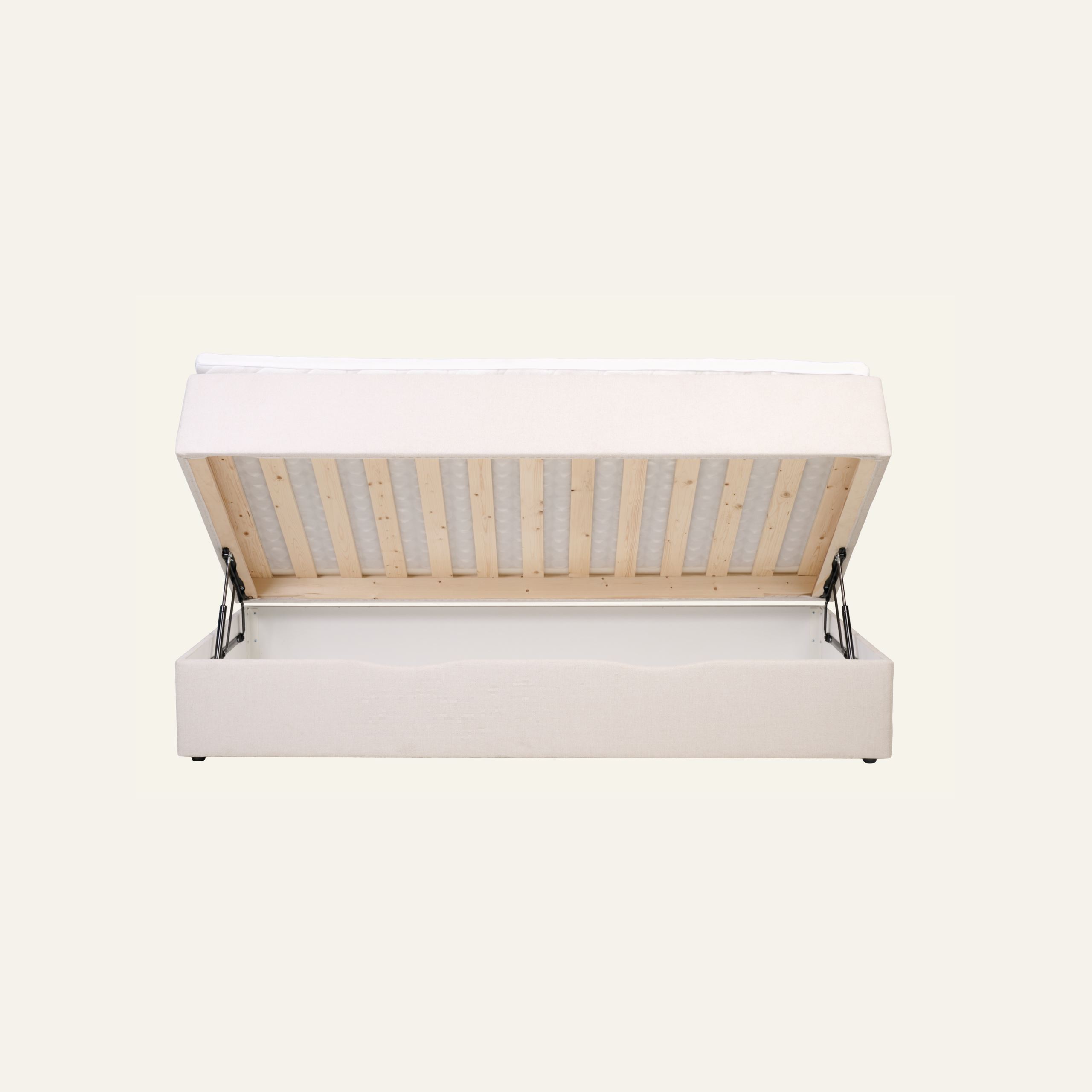 Seng med oppbevaring beige - 7