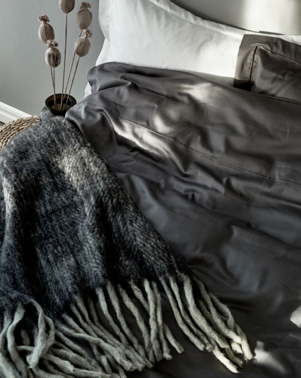 Egyptisk bomull sateng sengesett grå - 3