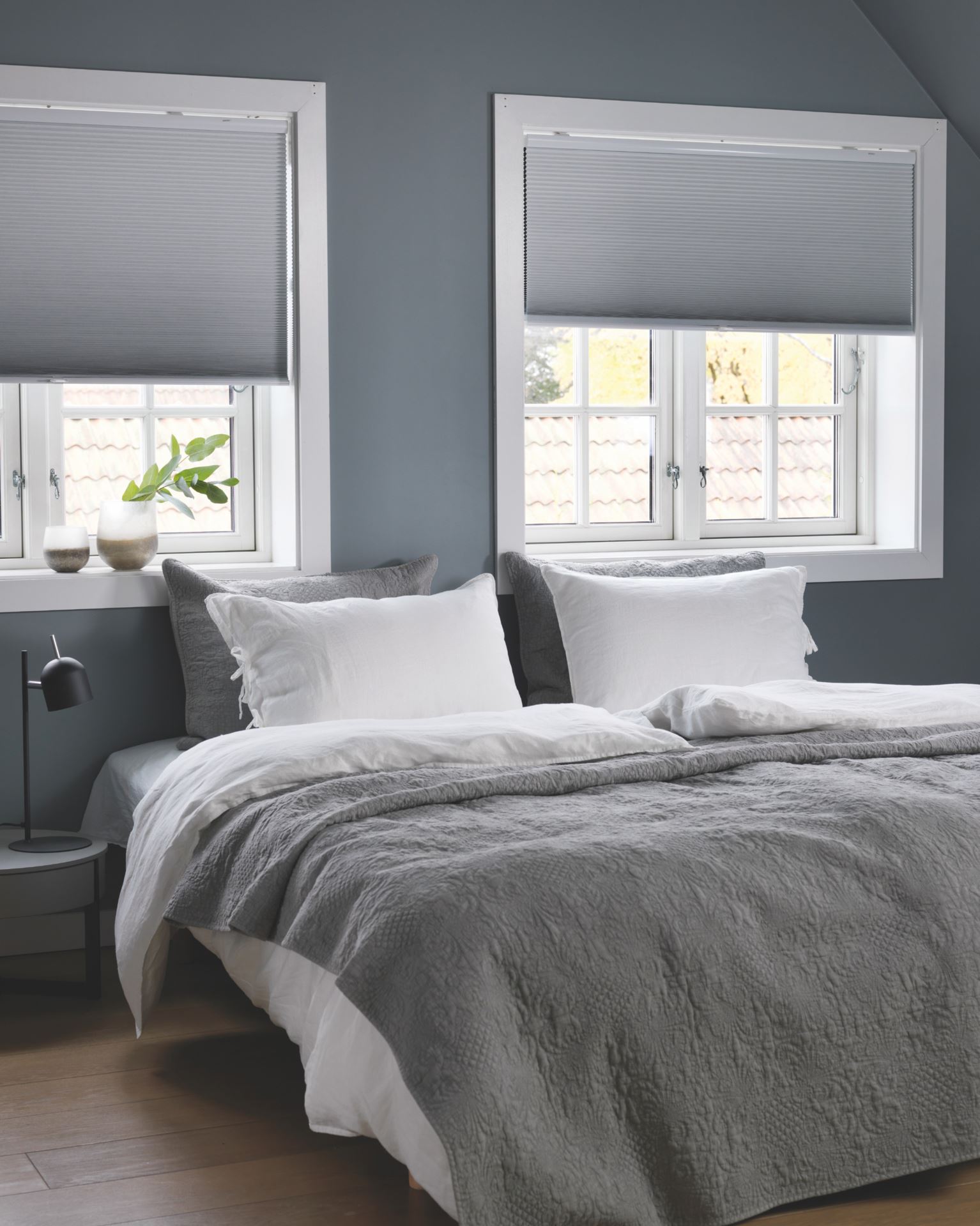 Lystett dobbel plisségardin hvit - 80x210 cm hvit - 1