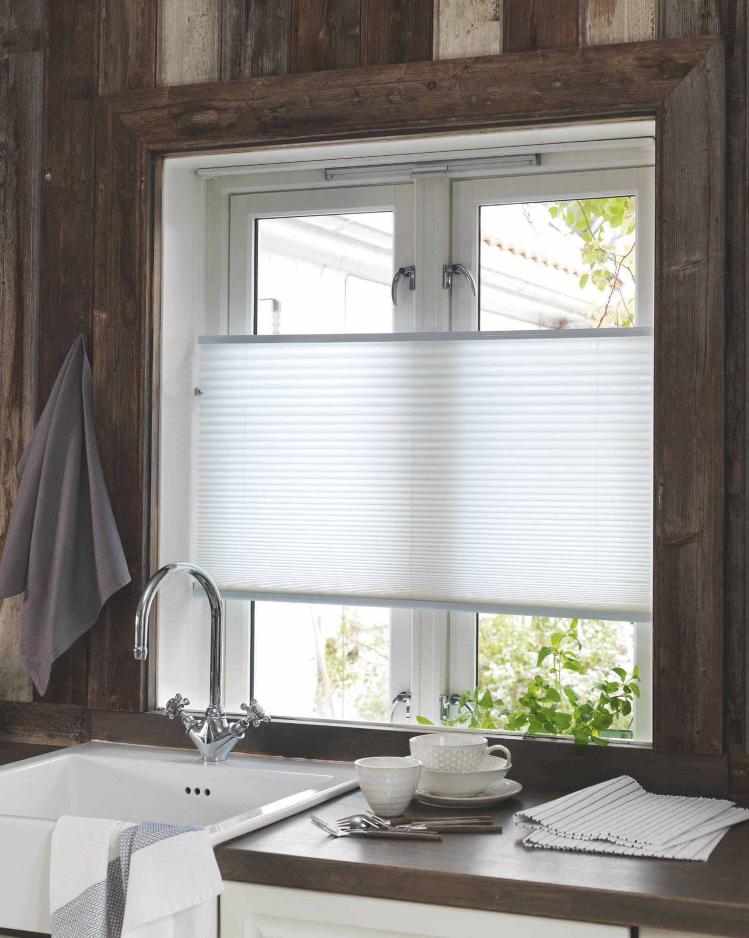 Lysfiltrerende plisségardin hvit - 40x160 cm hvit - 1