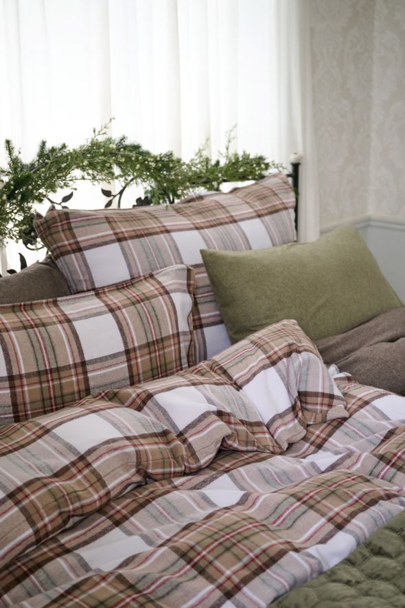 Garnfarget flanell sengesett multi - 3