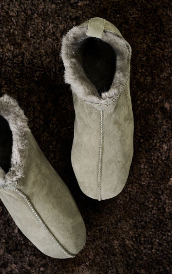 Skinntøfler olivengrønn - 2